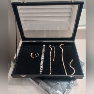 Set Of 2 Clear Hinged Jewelry Display Cases Only - NEW (Jewelry Not Included)